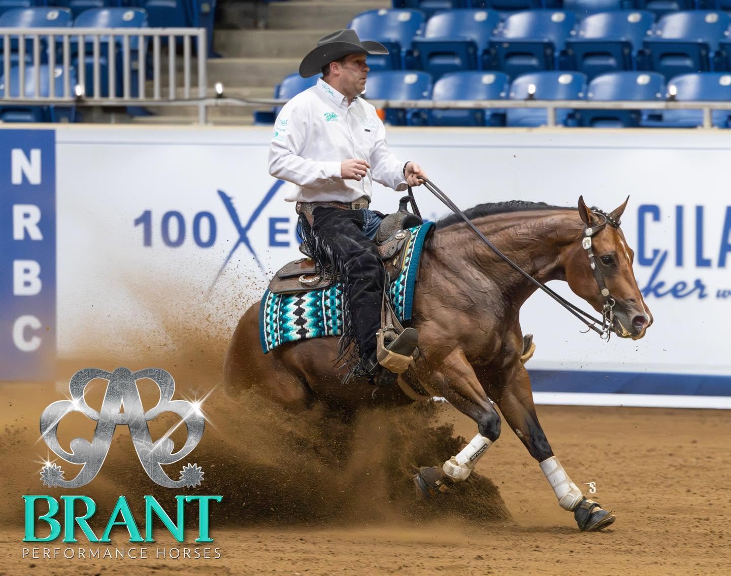 Brandon Brant riding a reining horse